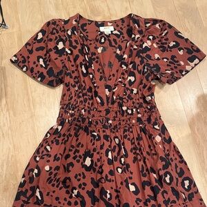 Anthropologie Maeve Leopard Animal Print Somerset Dress Small